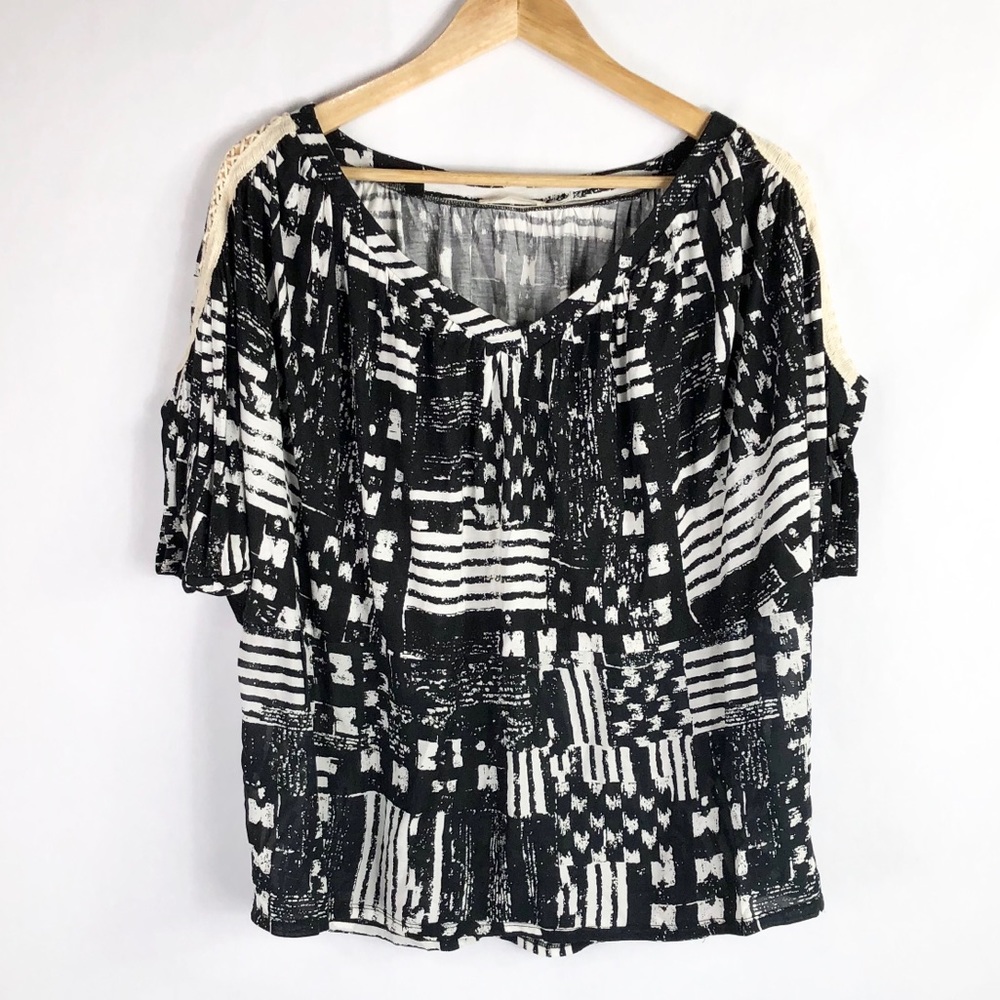 The Addison Story peasant top crotchet sleeves